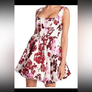 AJE Dress Suzette Mini - Size AU 10 / US 6 - Roses Of Provence Red Floral EUC